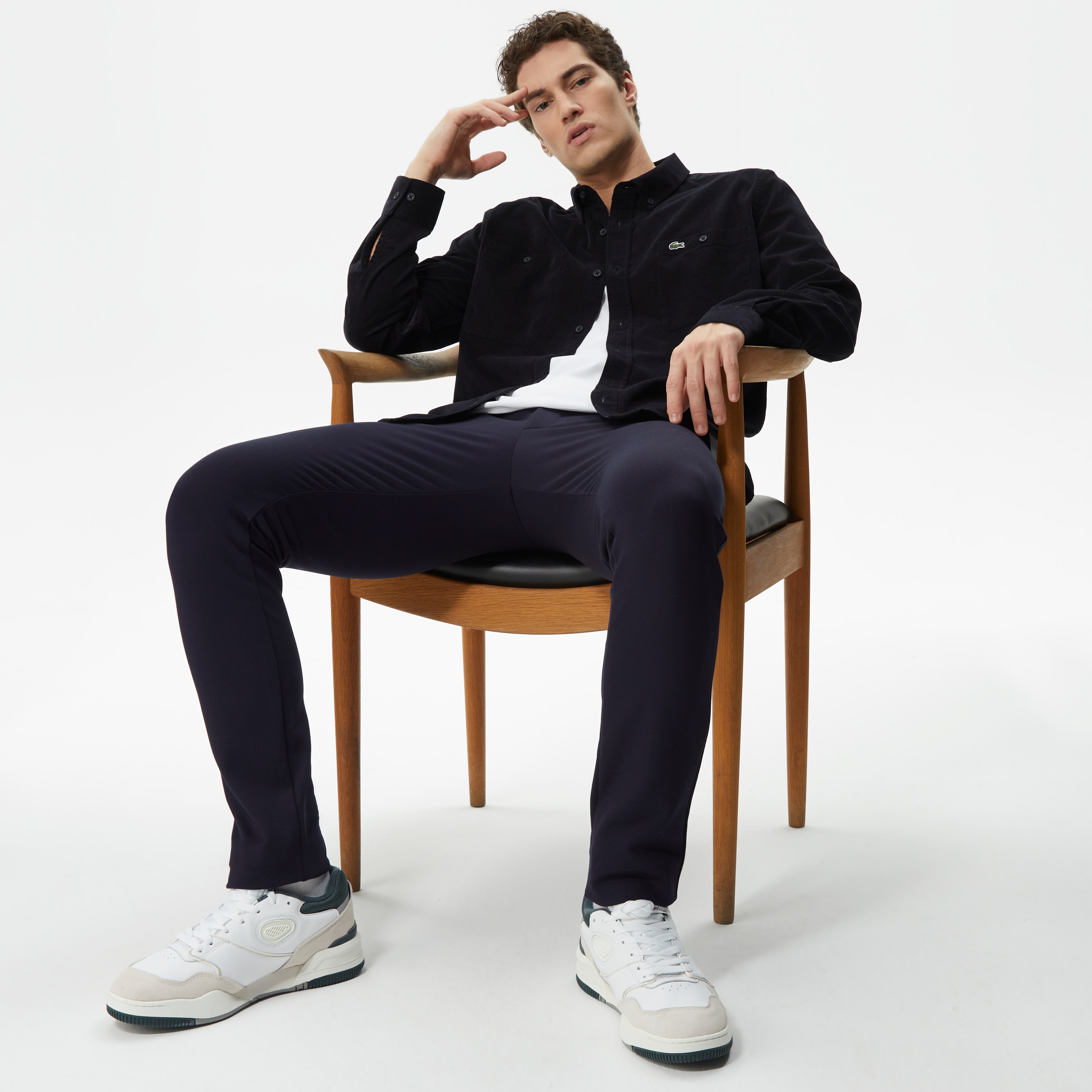 Erkek Regular Fit Düğmeli Yaka Lacivert Gömlek