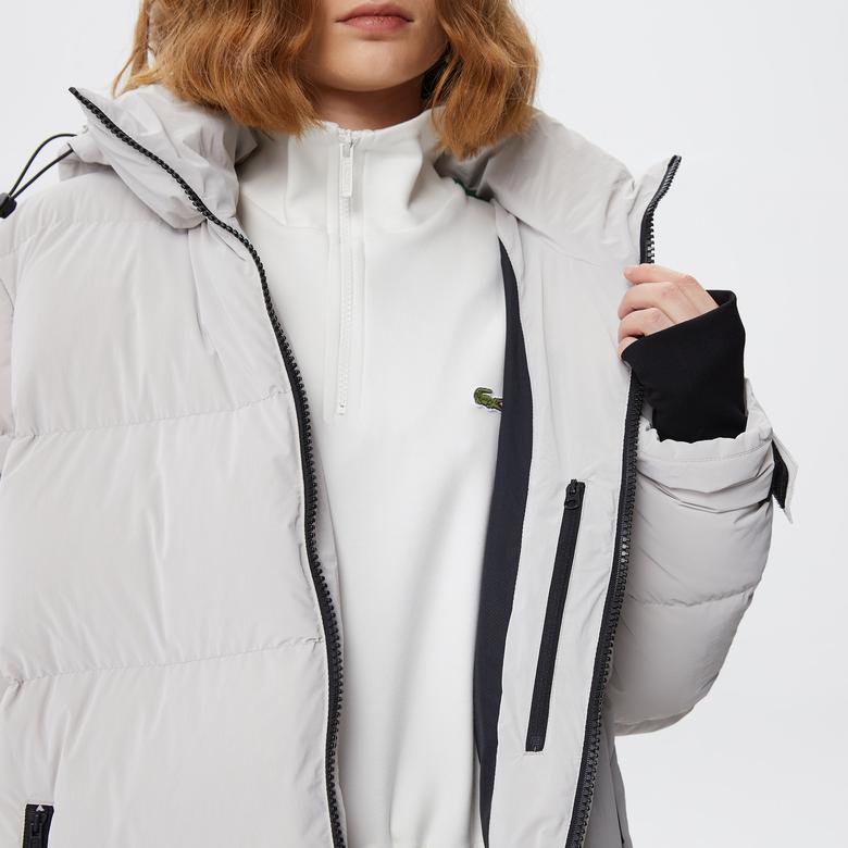 Kadın Kapüşonlu Kapitone Gri Mont