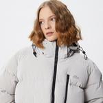 Kadın Kapüşonlu Kapitone Gri Mont