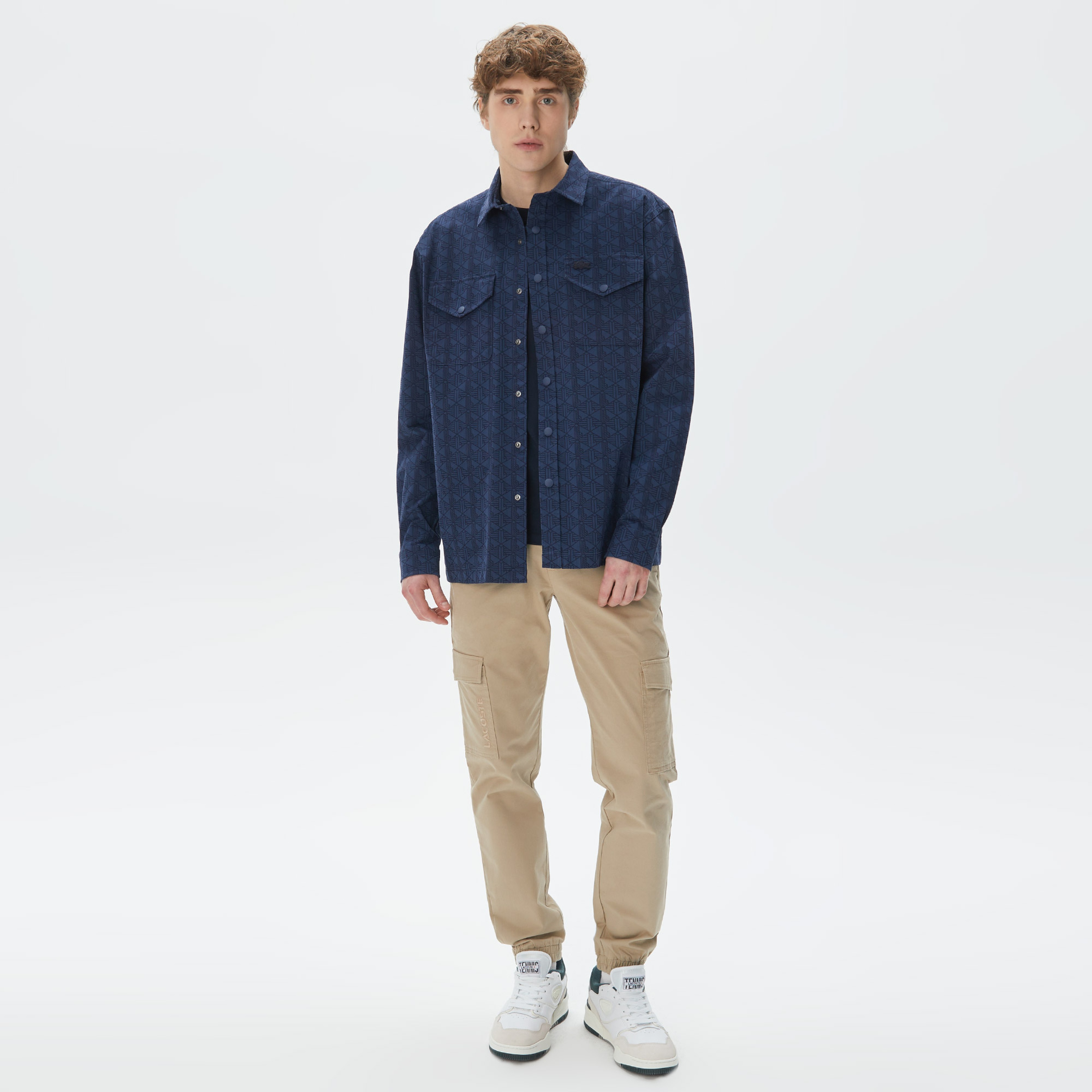 Erkek Relaxed Fit Desenli Lacivert Gömlek