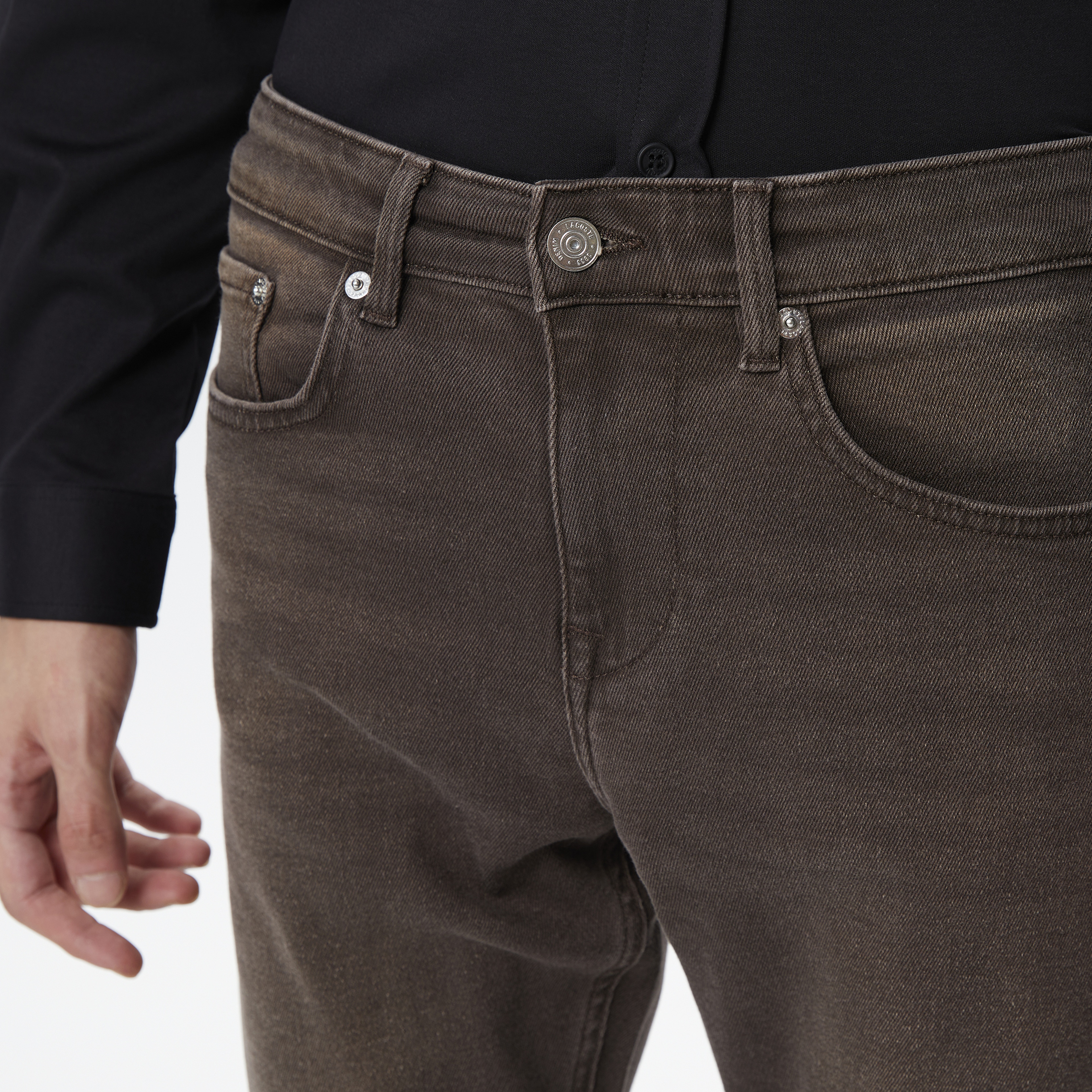 Erkek Slim Fit Denim Kahverengi Pantolon