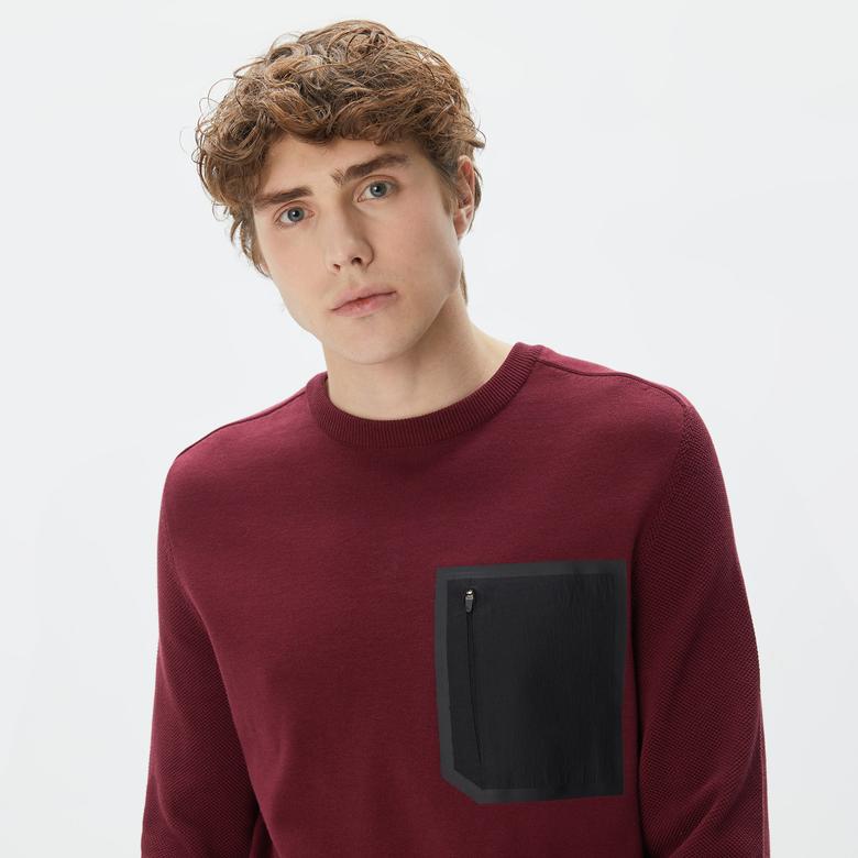 Erkek Regular Fit Bisiklet Yaka Bordo Triko