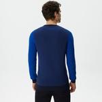 Erkek Regular Fit Uzun Kollu Bisiklet Yaka Renk Bloklu Mavi Triko