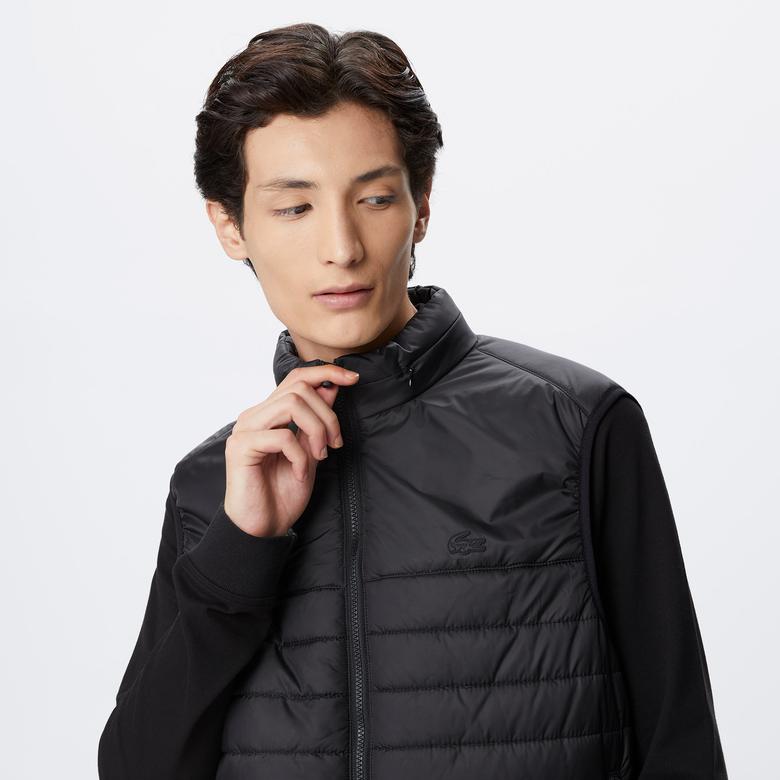 Erkek Dik Yaka Kapitone Siyah Mont