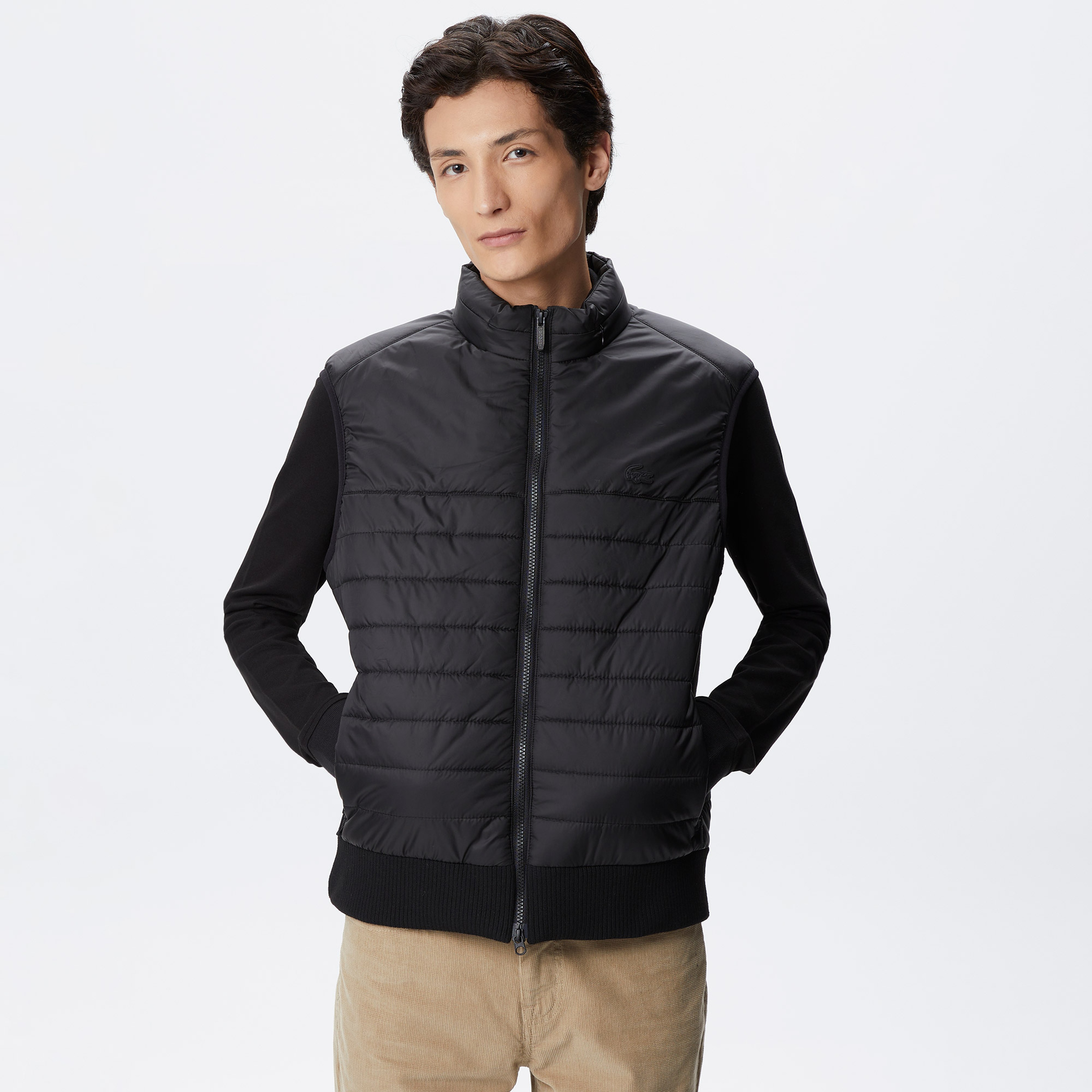 Erkek Dik Yaka Kapitone Siyah Mont