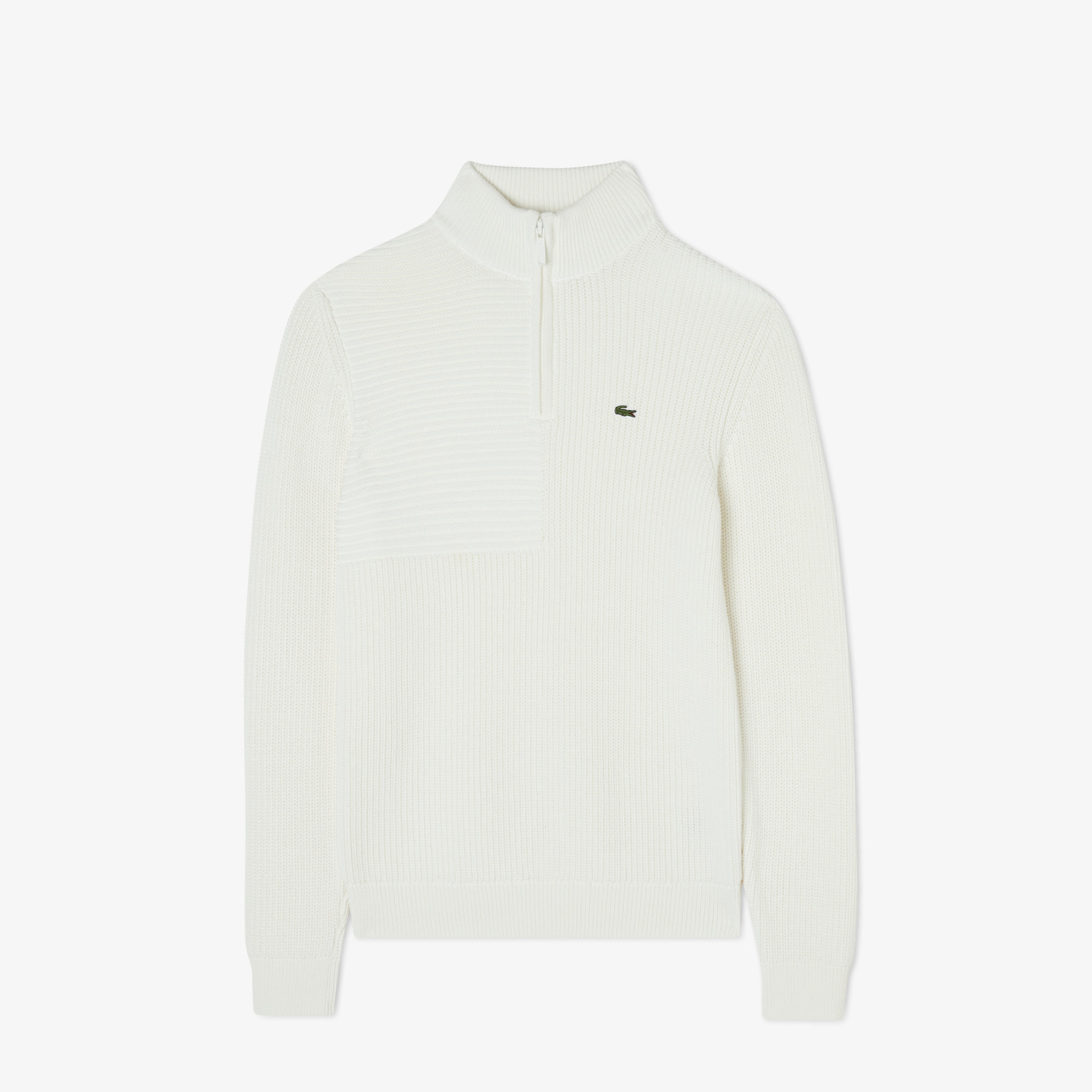 Erkek Regular Fit Uzun Kollu Dik Yaka Desenli Ekru Triko