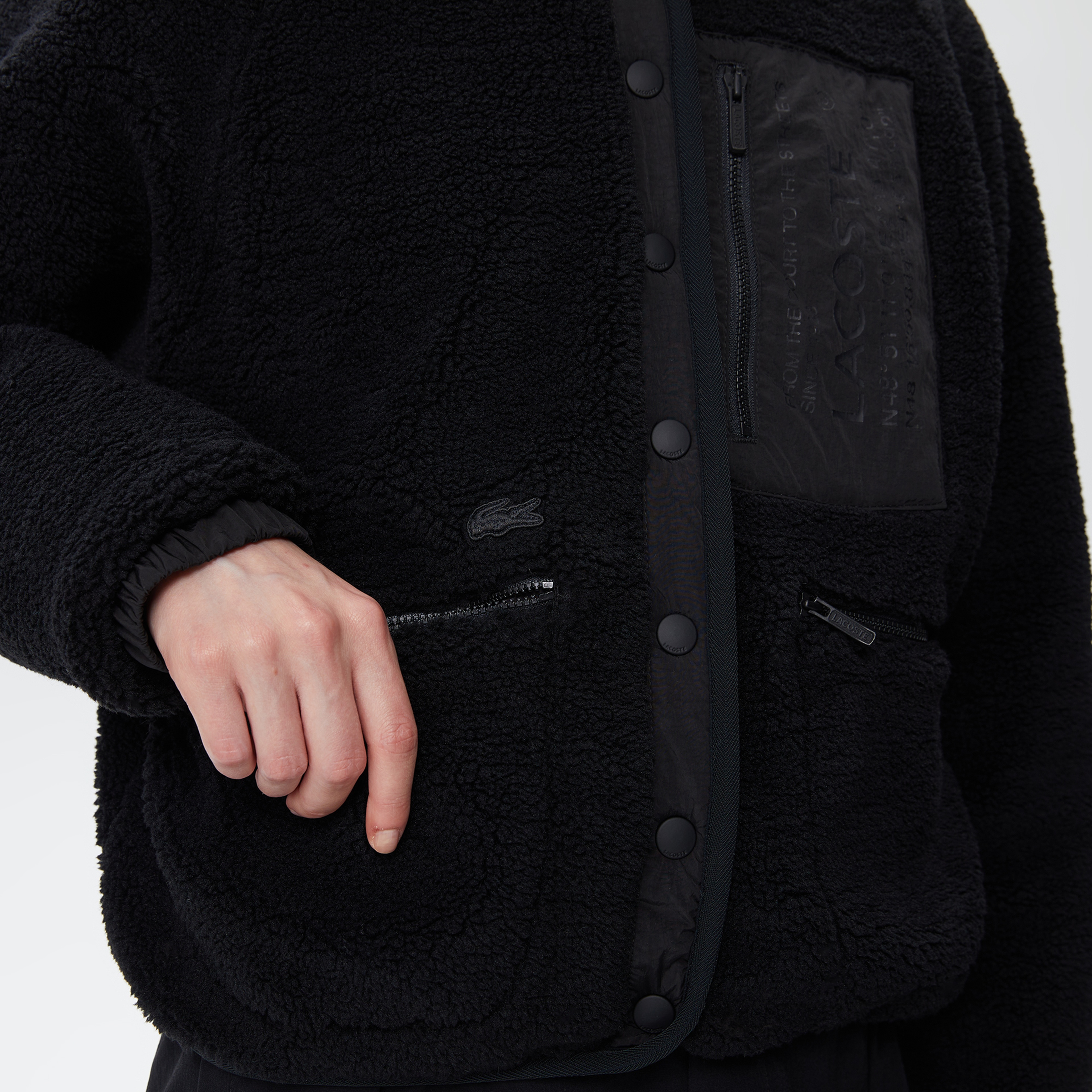 Kadın Dik Yaka Çift Taraflı Siyah Ceket