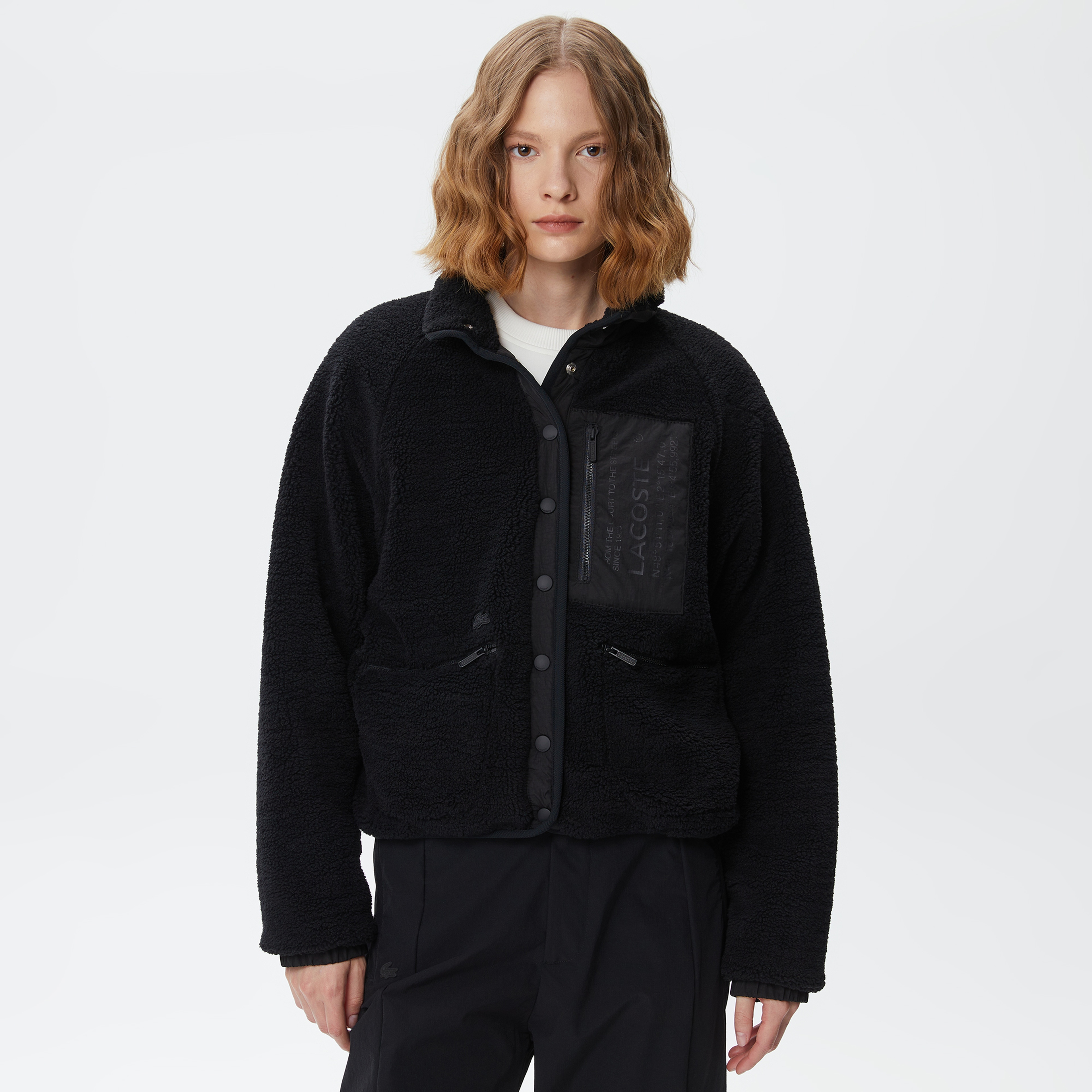 Kadın Dik Yaka Çift Taraflı Siyah Ceket