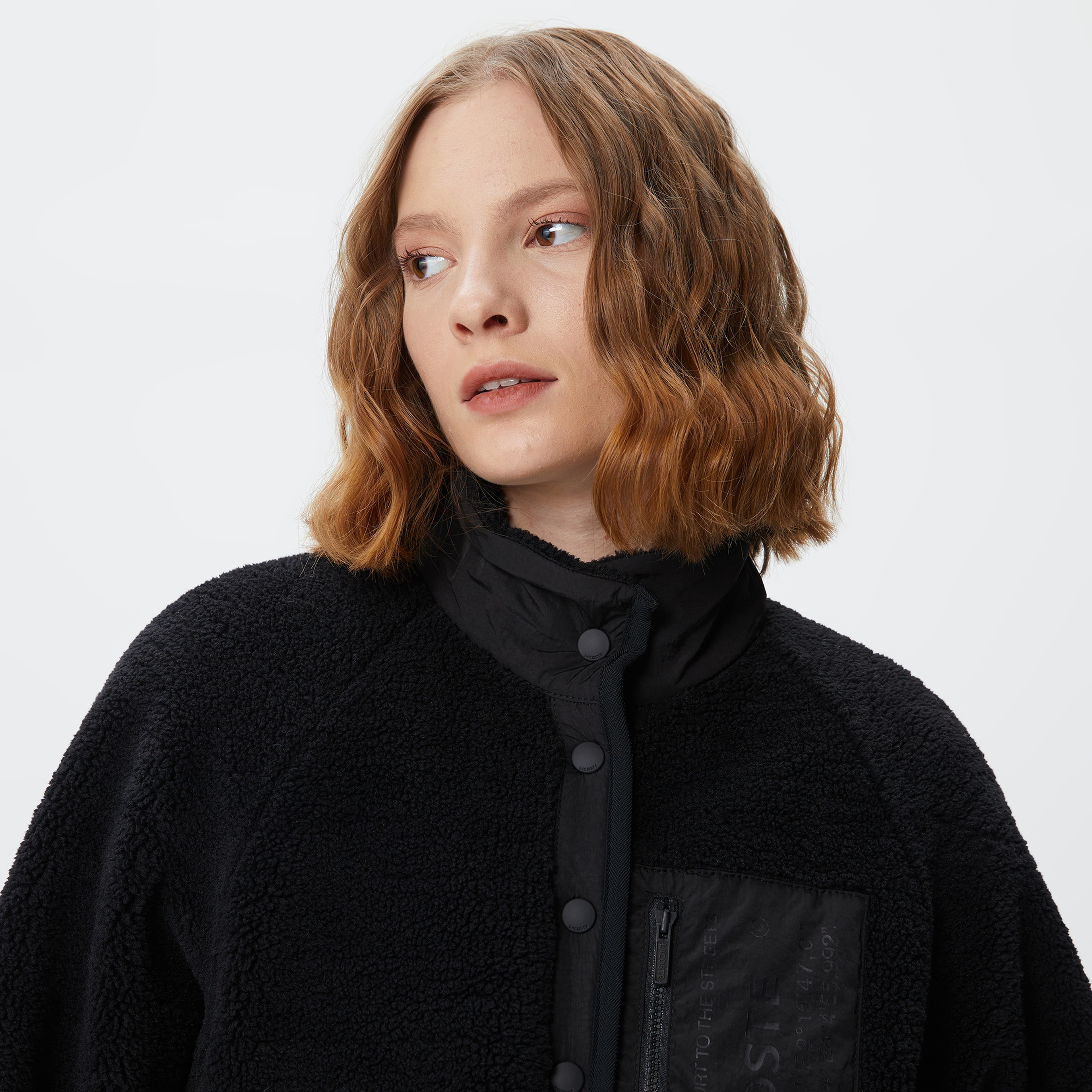 Kadın Dik Yaka Çift Taraflı Siyah Ceket