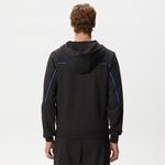 Erkek Slim Fit Kapüşonlu Renk Bloklu Siyah Sweatshirt