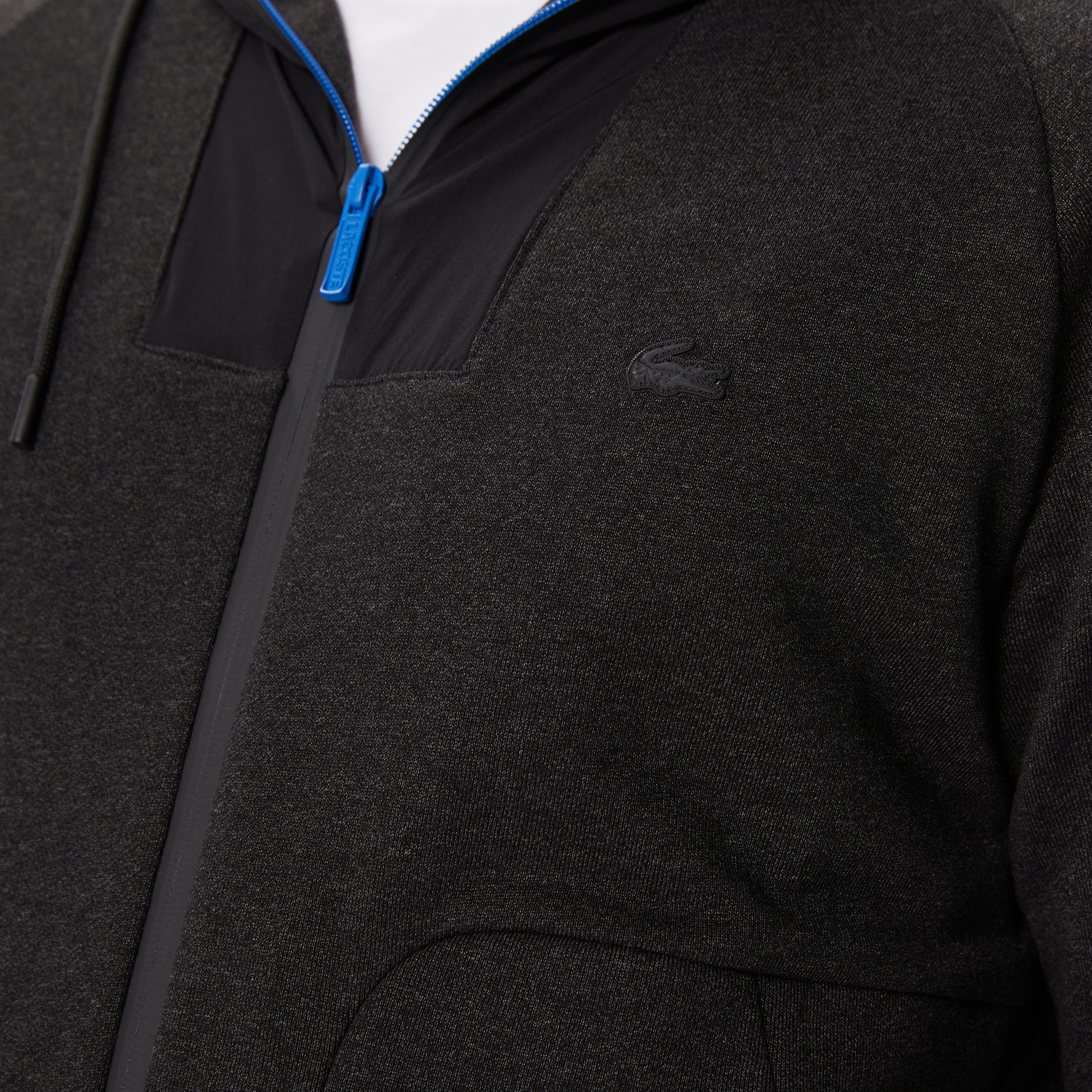 Erkek Slim Fit Kapüşonlu Renk Bloklu Siyah Sweatshirt