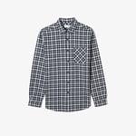 Erkek Regular Fit Ekose Gri Gömlek