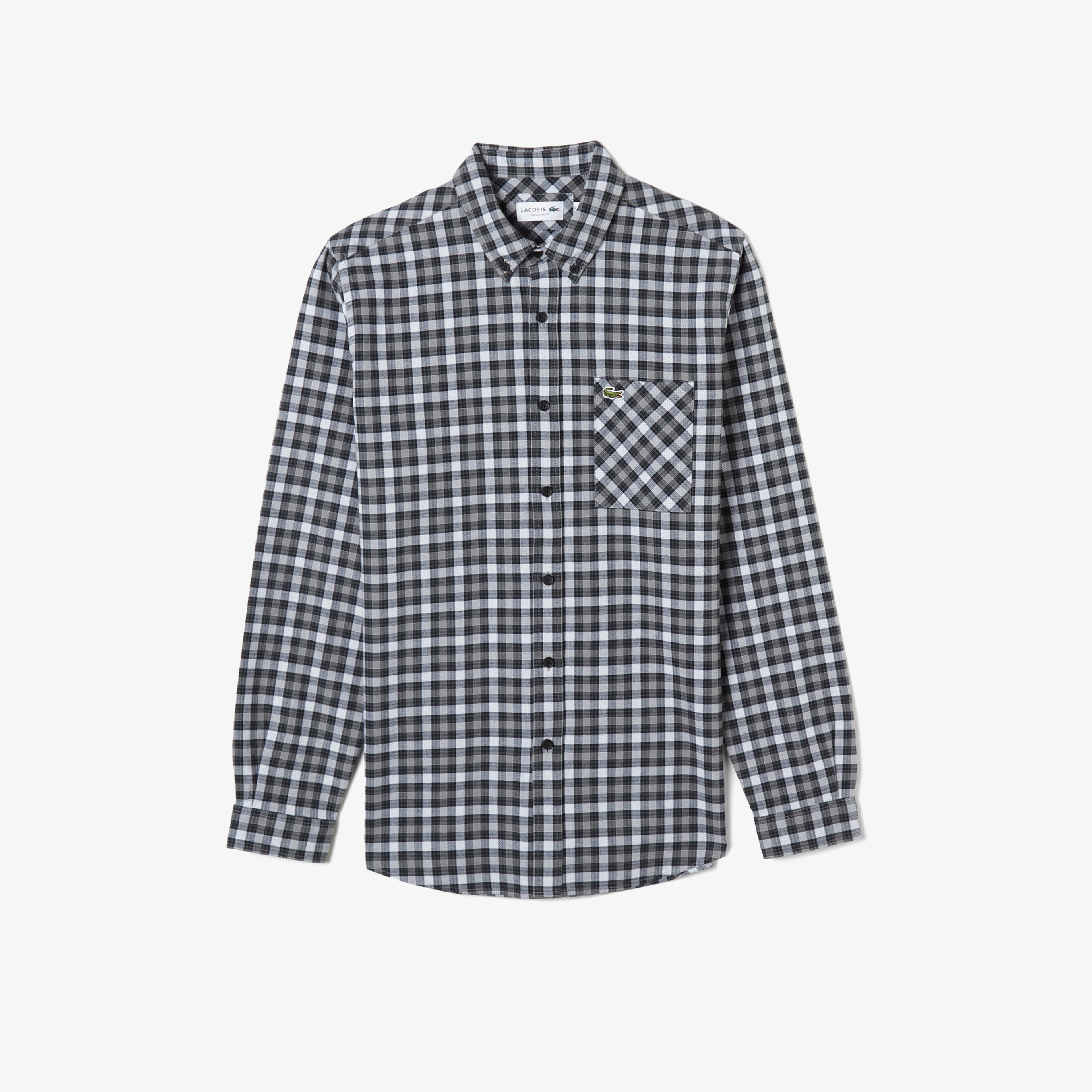 Erkek Regular Fit Ekose Gri Gömlek