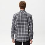 Erkek Regular Fit Ekose Gri Gömlek