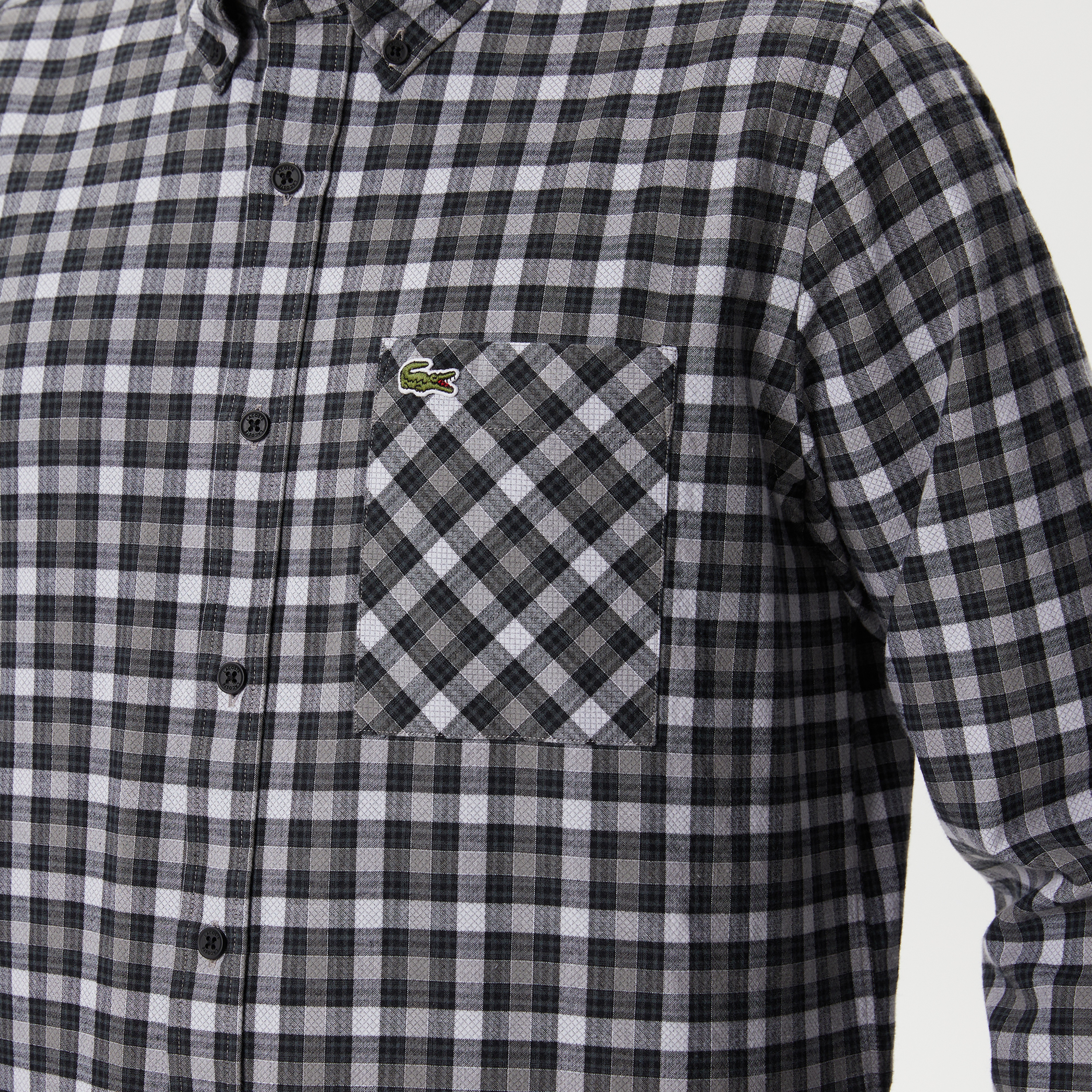Erkek Regular Fit Ekose Gri Gömlek