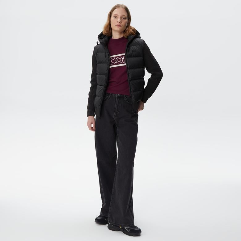 Kadın Kapüşonlu Kapitone Siyah Mont