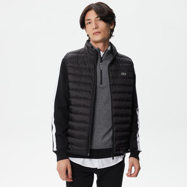 Erkek Dik Yaka Kapitone Siyah Mont