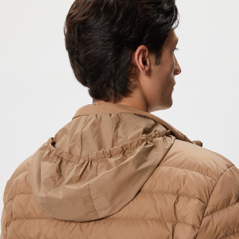 Erkek Dik Yaka Kapitone Kahverengi Mont