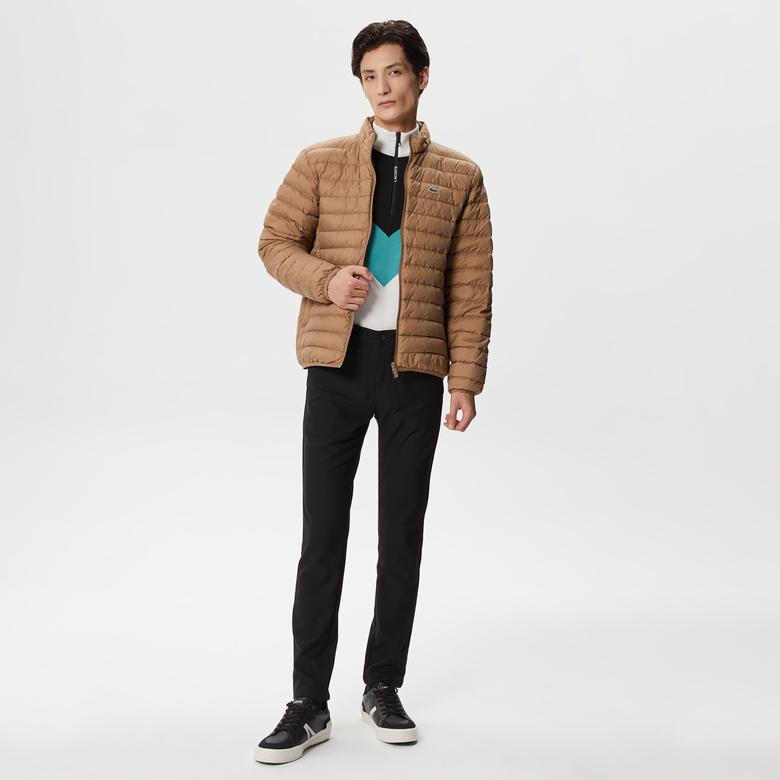 Erkek Dik Yaka Kapitone Kahverengi Mont