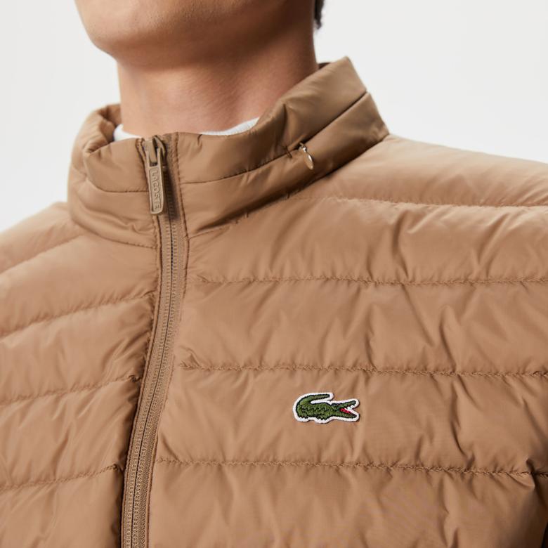 Erkek Dik Yaka Kapitone Kahverengi Mont