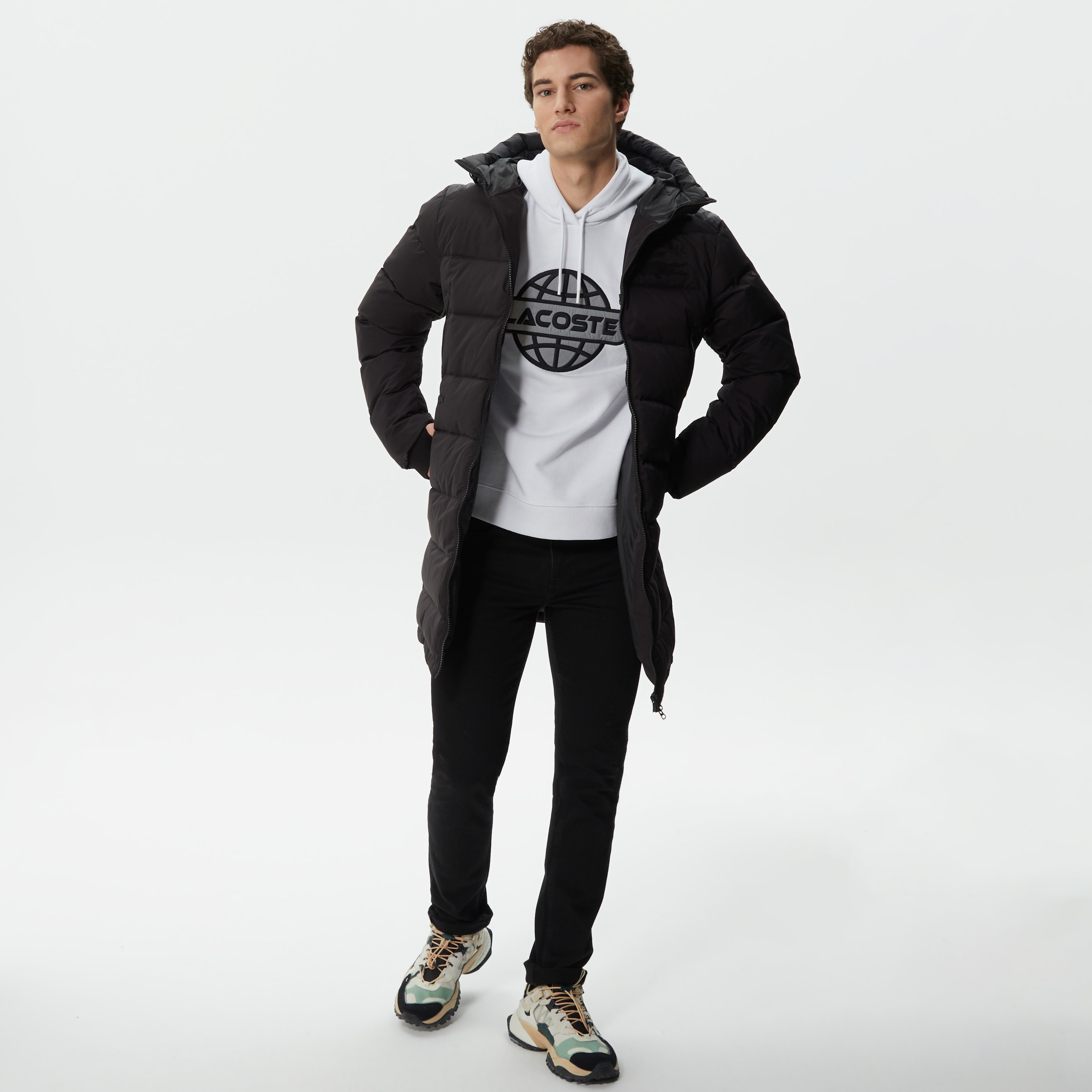 Erkek Kapüşonlu Kapitone Siyah Mont