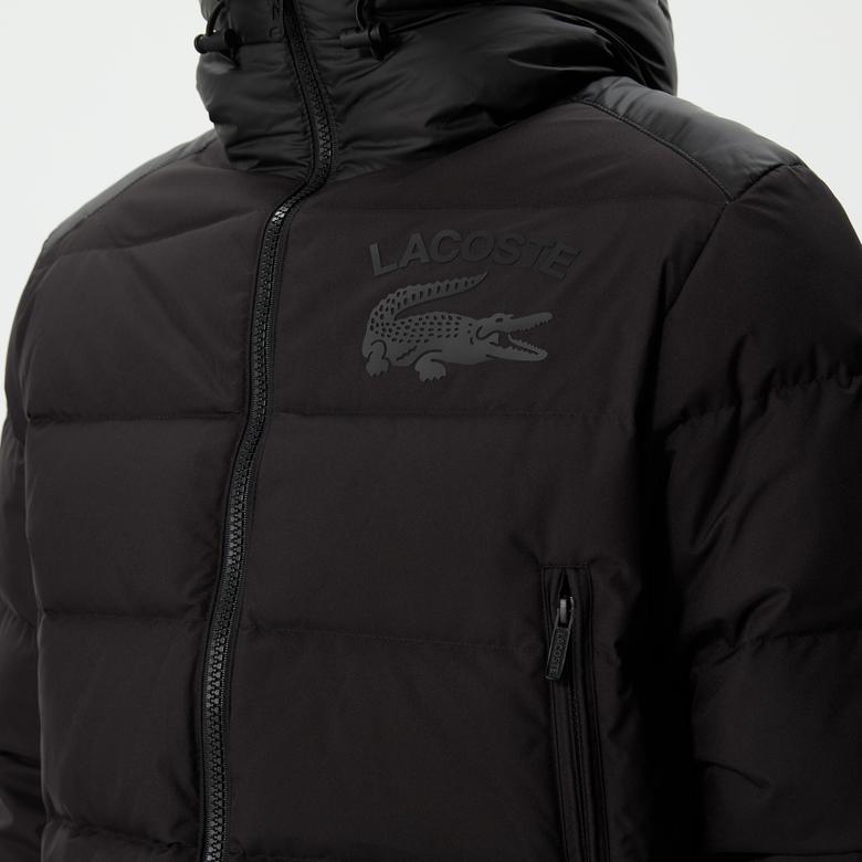 Erkek Kapüşonlu Kapitone Siyah Mont