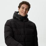 Erkek Kapüşonlu Kapitone Siyah Mont