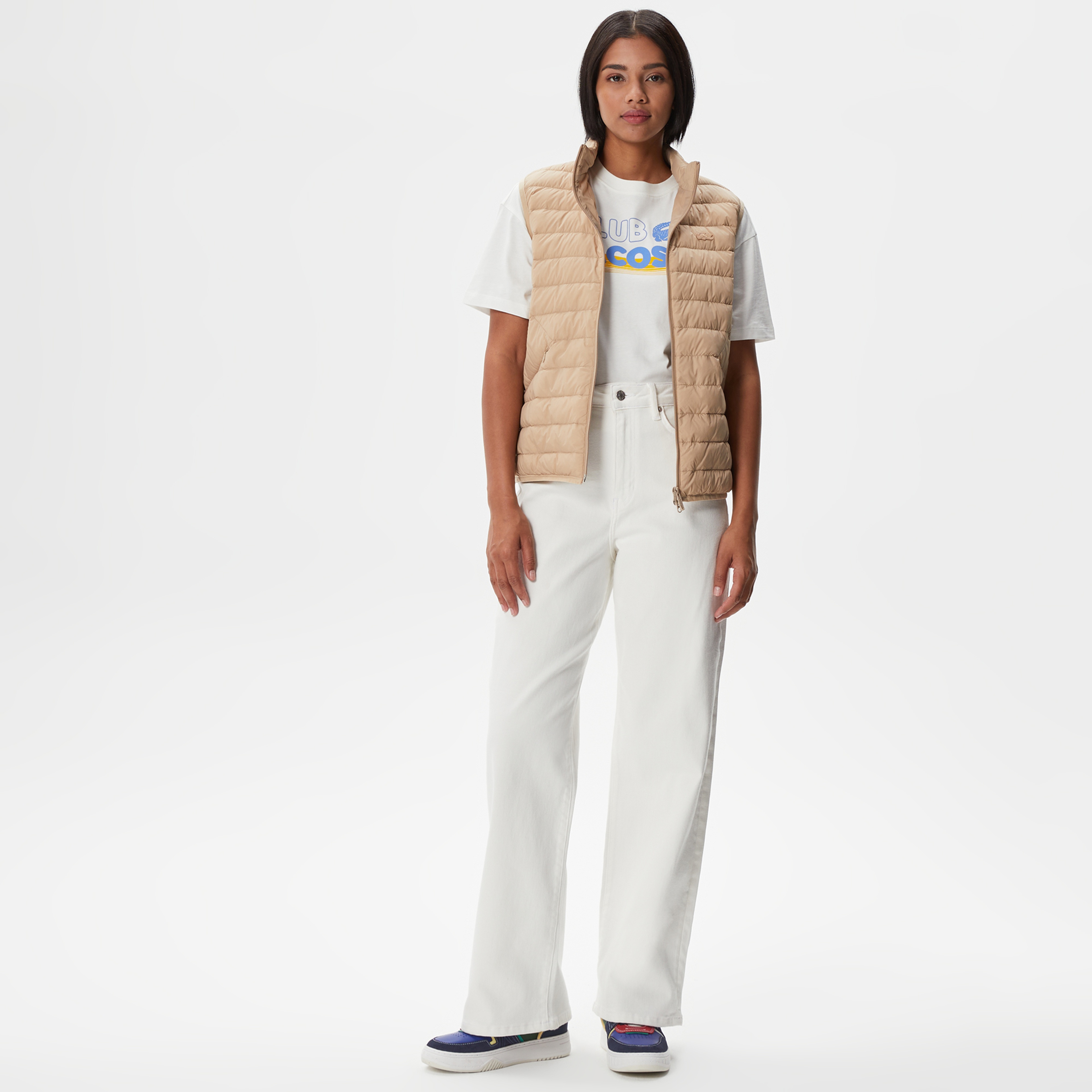 Kadın Dik Yaka Kapitone Açık Kahverengi Yelek