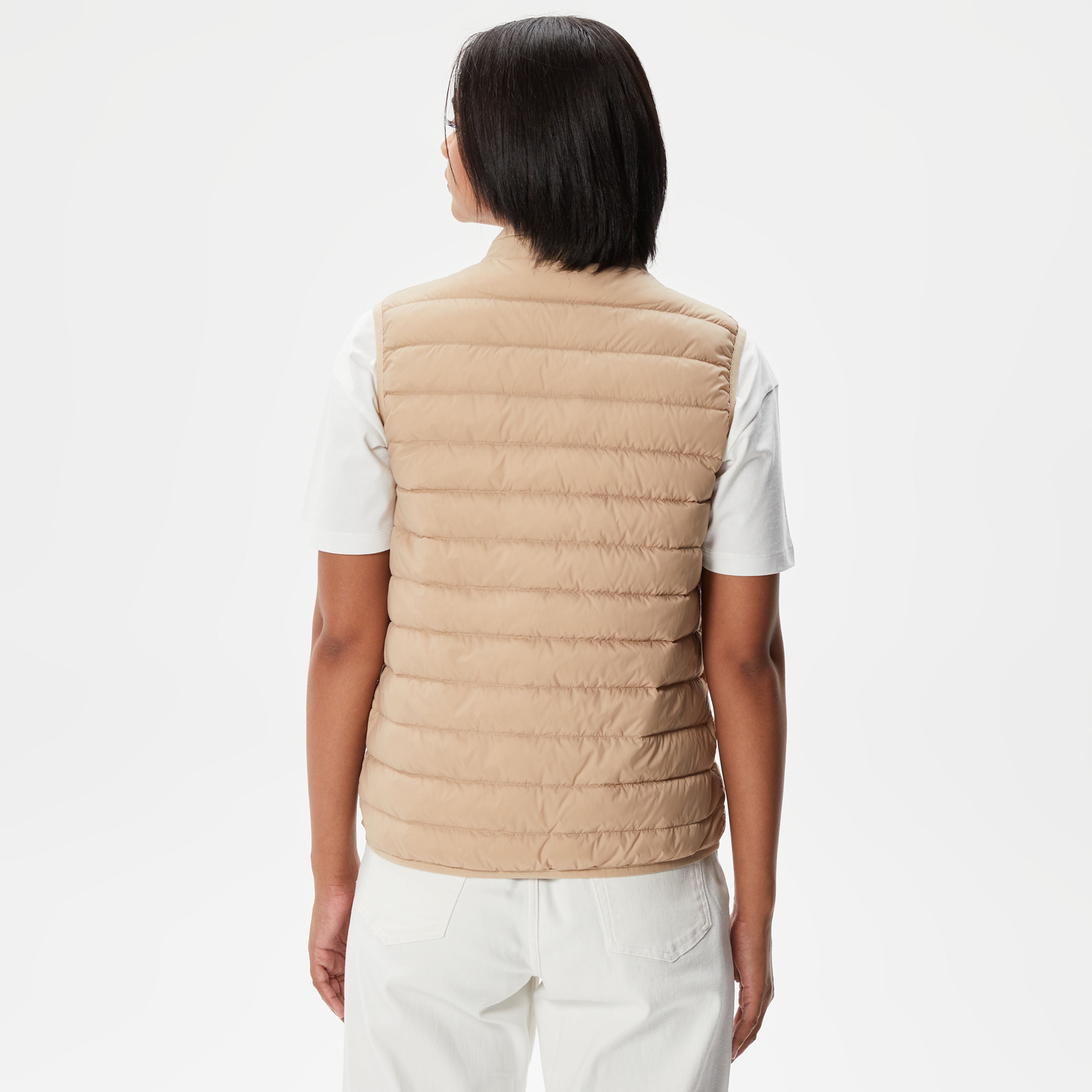 Kadın Dik Yaka Kapitone Açık Kahverengi Yelek