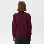 Kadın Regular Fit Dik Yaka Baskılı Bordo Kazak