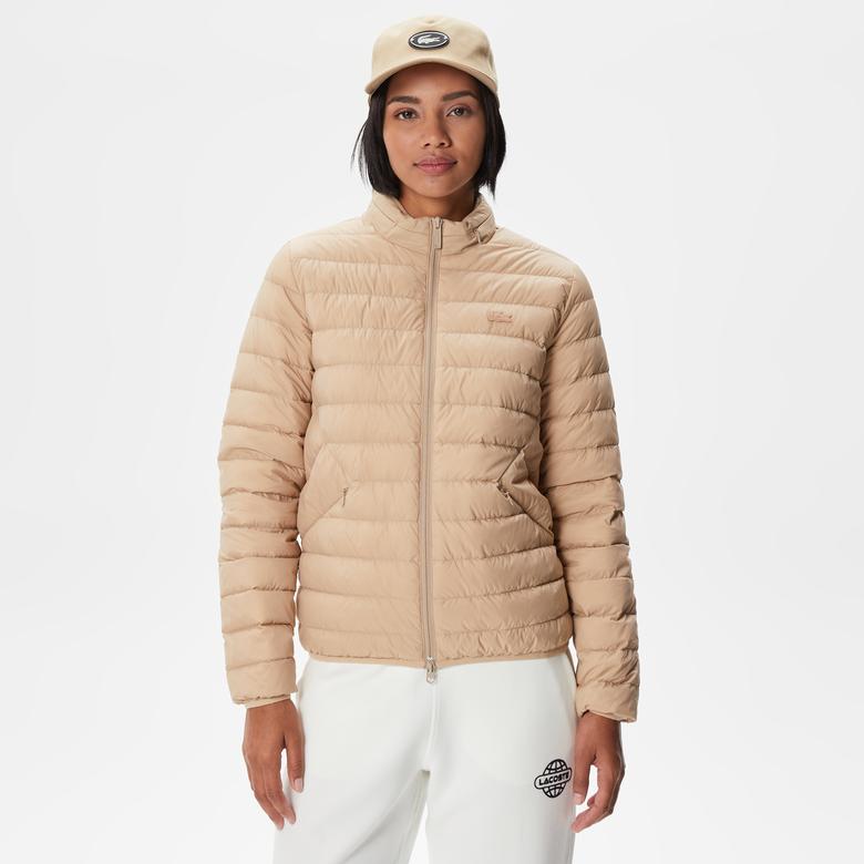 Kadın Dik Yaka Kapitone Açık Kahverengi Mont