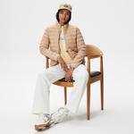 Kadın Dik Yaka Kapitone Açık Kahverengi Mont