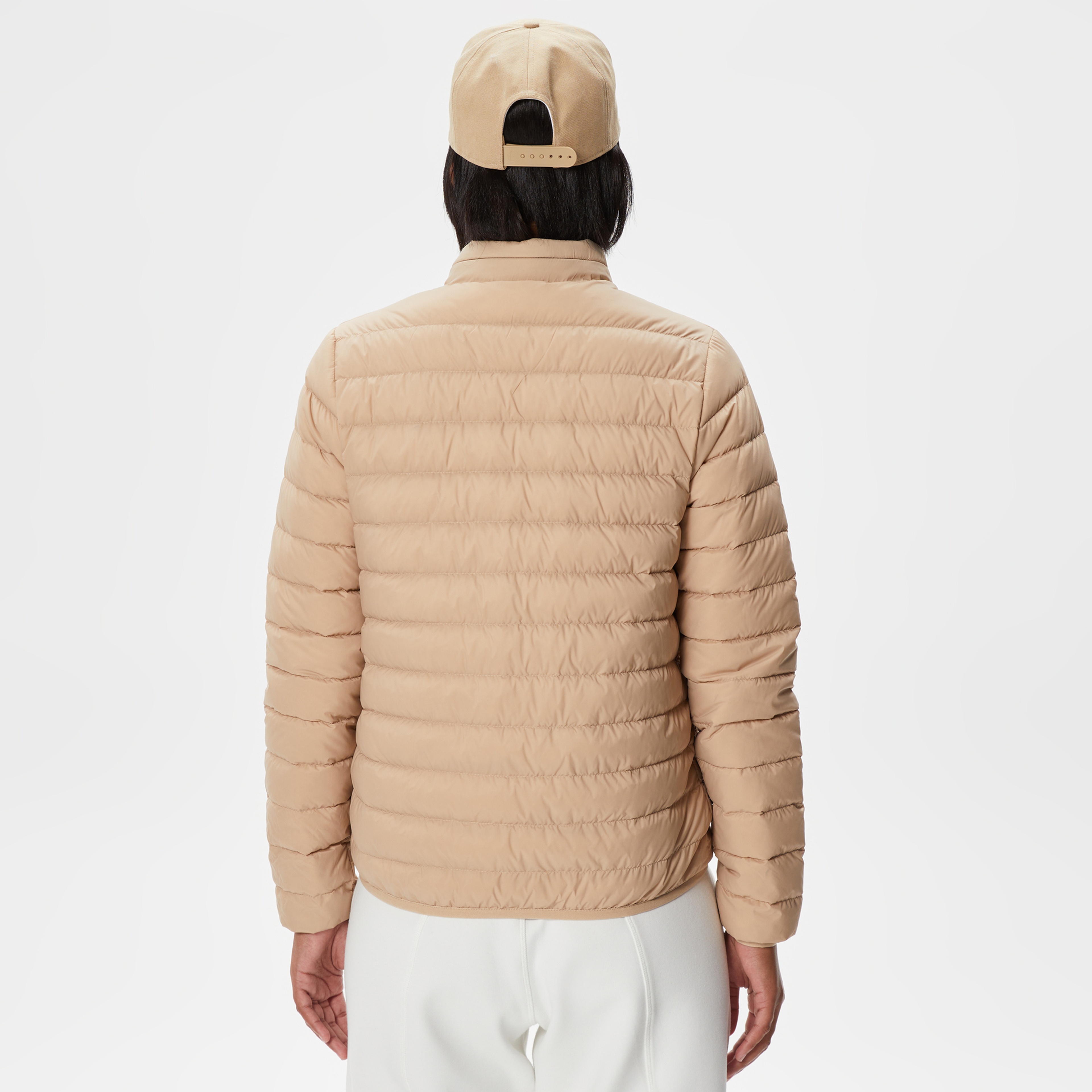 Kadın Dik Yaka Kapitone Açık Kahverengi Mont