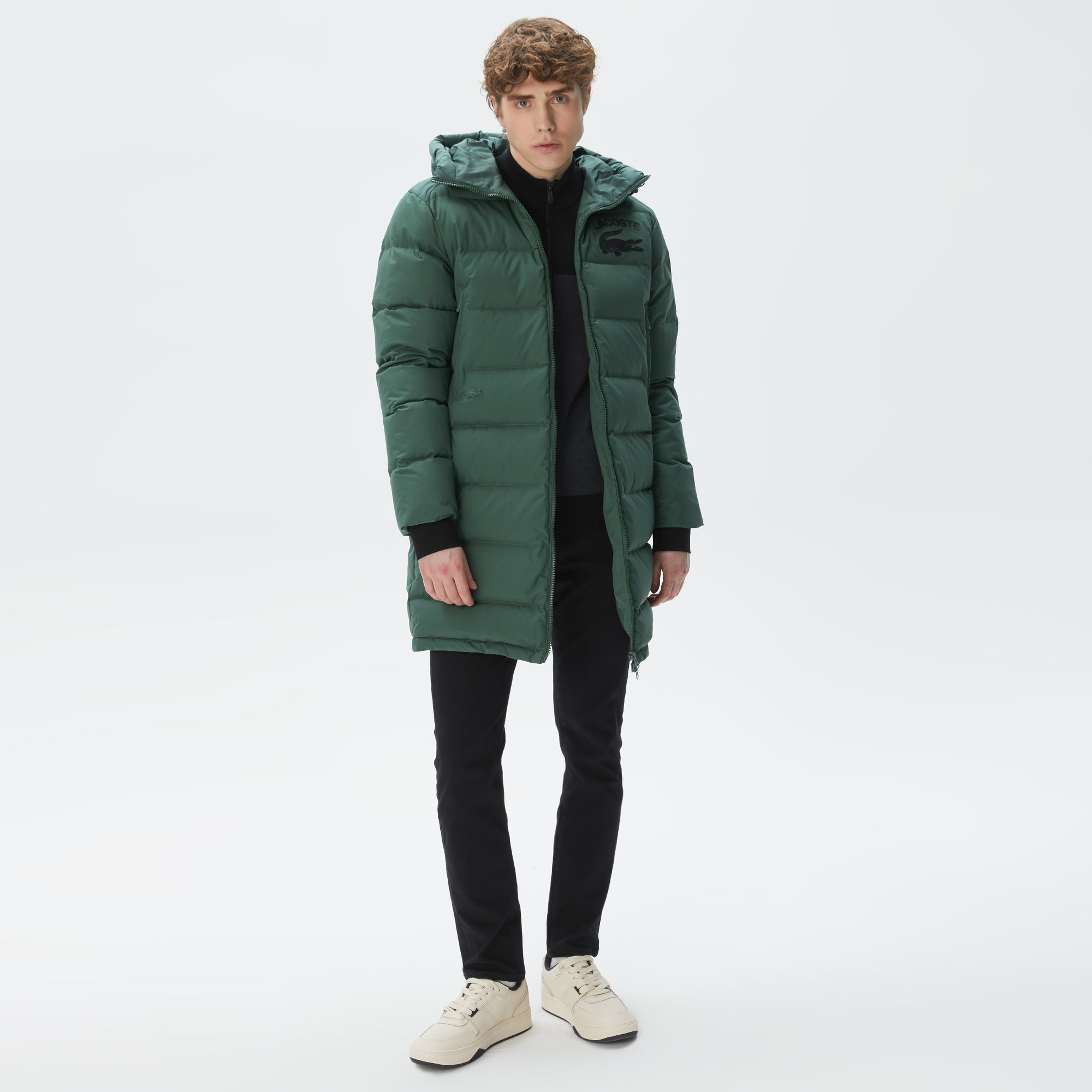 Erkek Kapüşonlu Kapitone Haki Mont