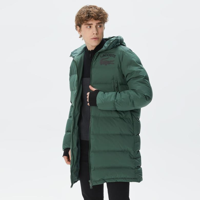 Erkek Kapüşonlu Kapitone Haki Mont