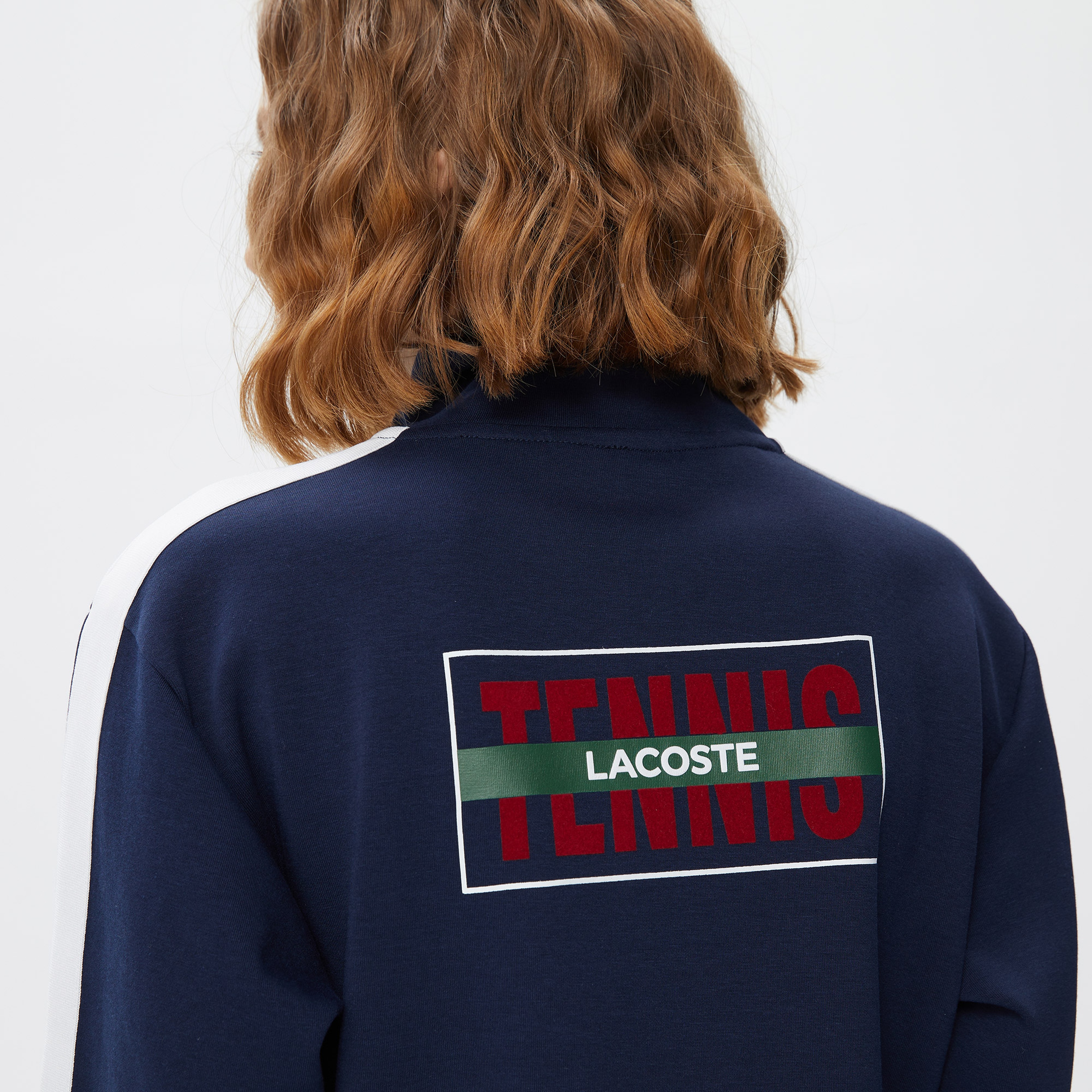 Kadın Loose Fit Uzun Kollu Dik Yaka Baskılı Lacivert Elbise