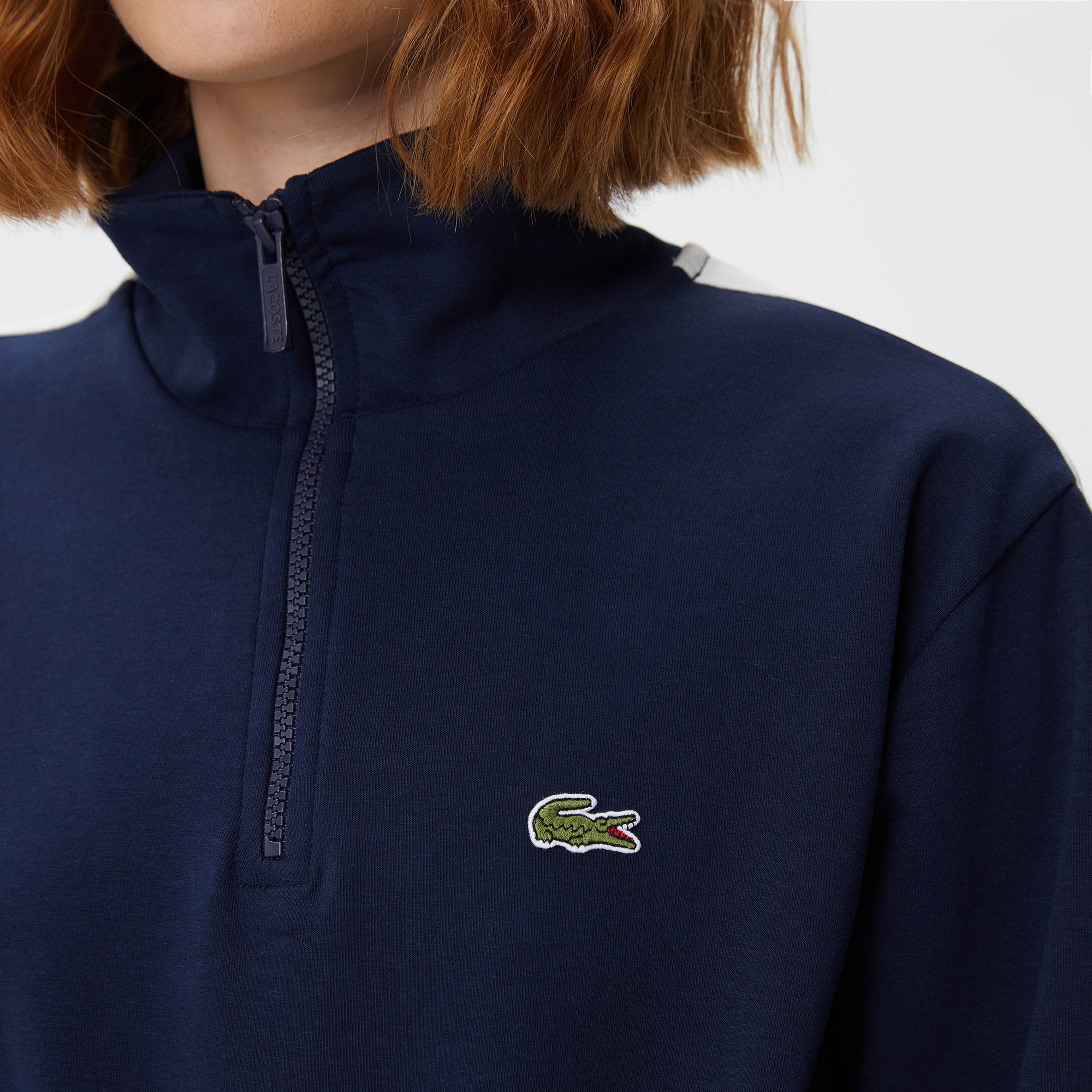 Kadın Loose Fit Uzun Kollu Dik Yaka Baskılı Lacivert Elbise