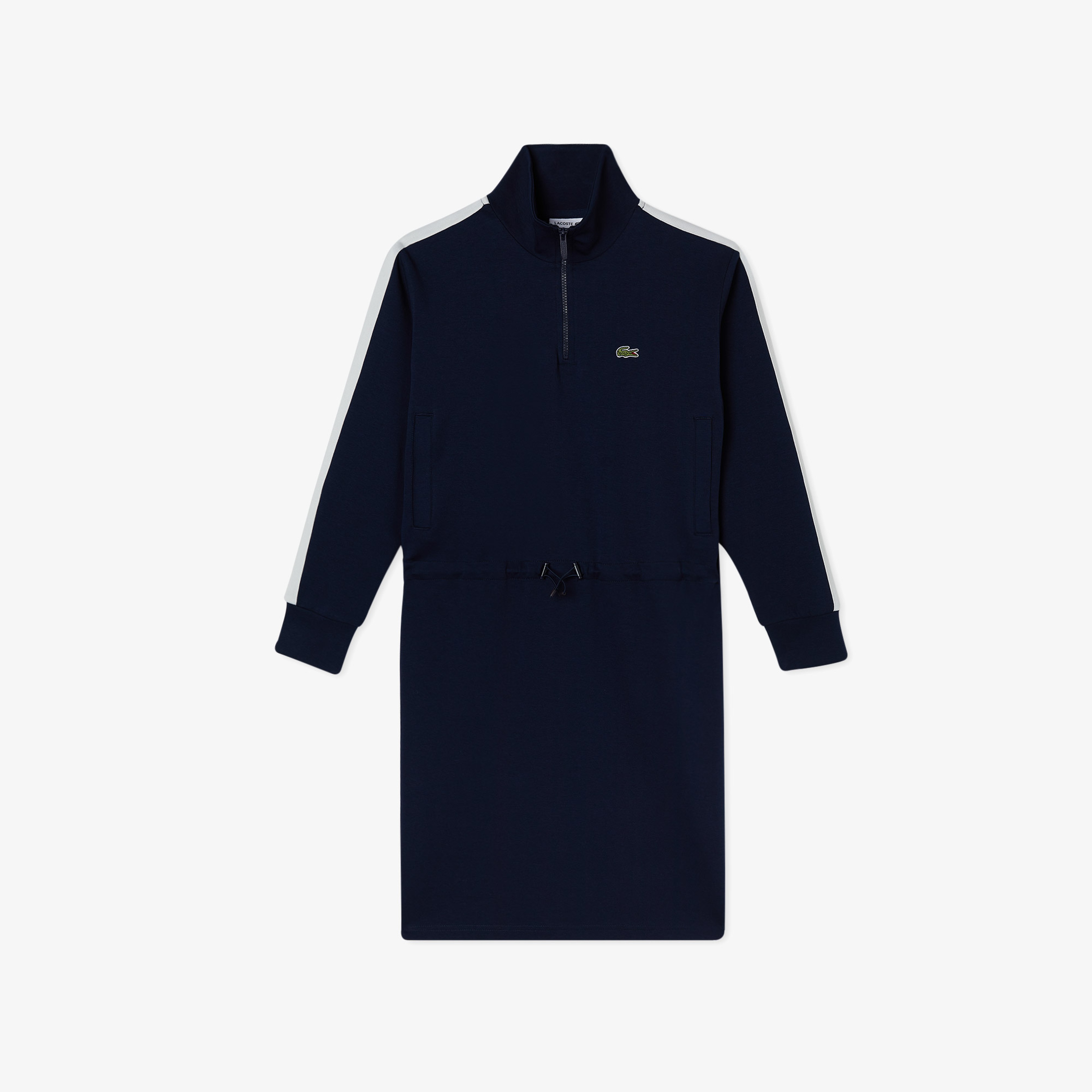 Kadın Loose Fit Uzun Kollu Dik Yaka Baskılı Lacivert Elbise