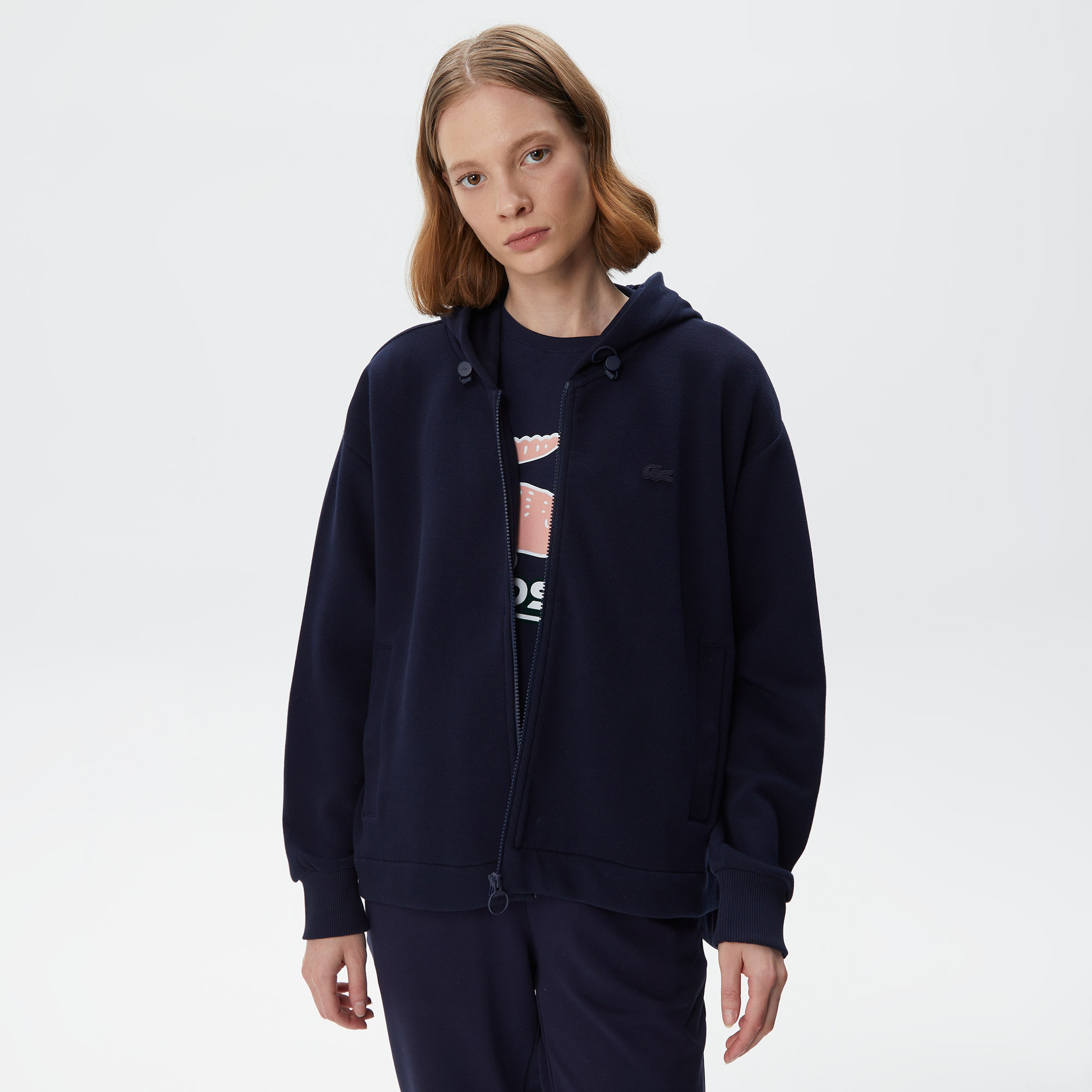 Kadın Relaxed Fit Kapüşonlu Lacivert Sweatshirt