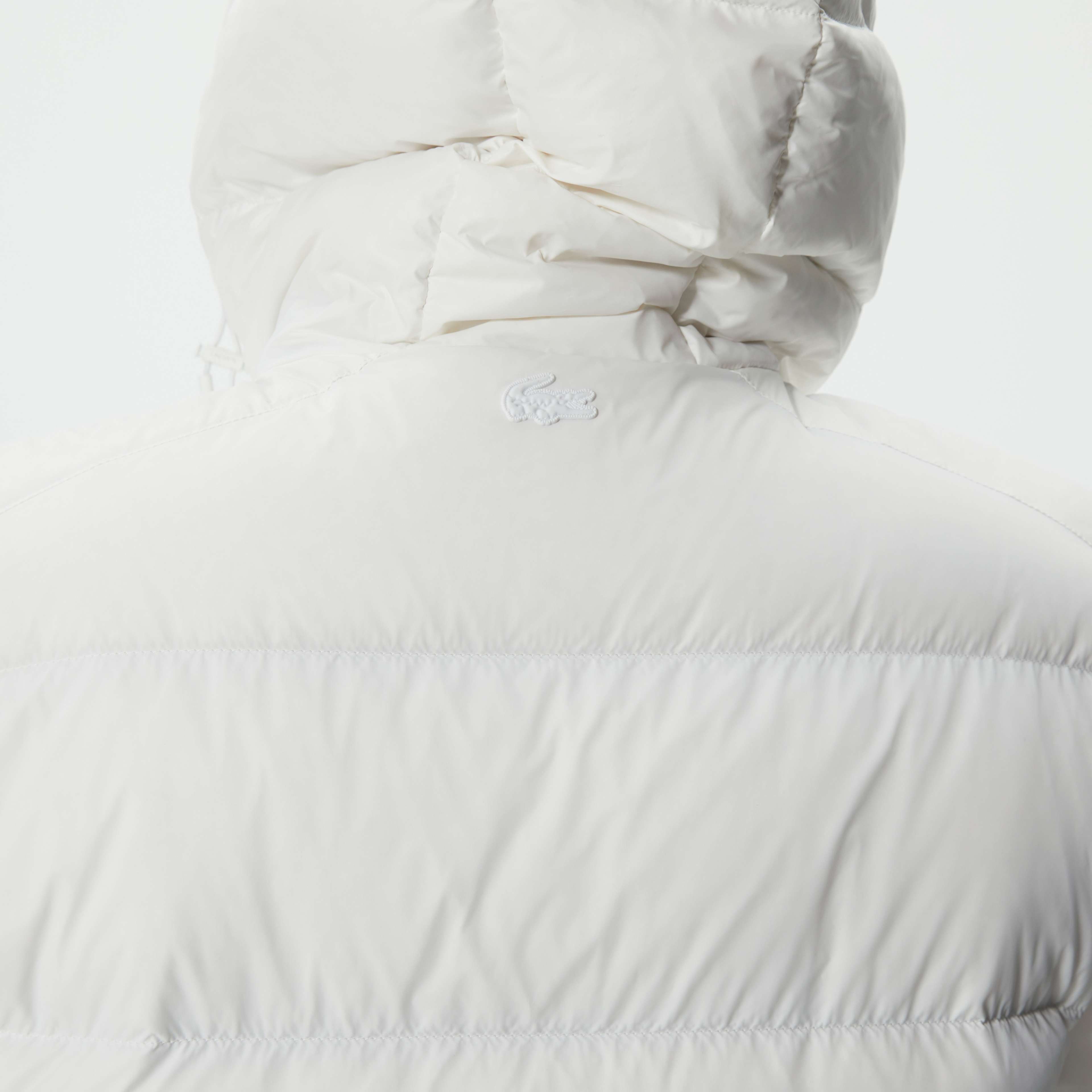 Erkek Kapüşonlu Kapitone Beyaz Mont