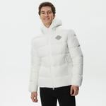 Erkek Kapüşonlu Kapitone Beyaz Mont