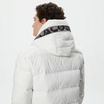 Erkek Kapüşonlu Kapitone Beyaz Mont