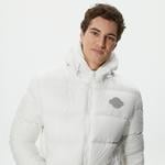 Erkek Kapüşonlu Kapitone Beyaz Mont