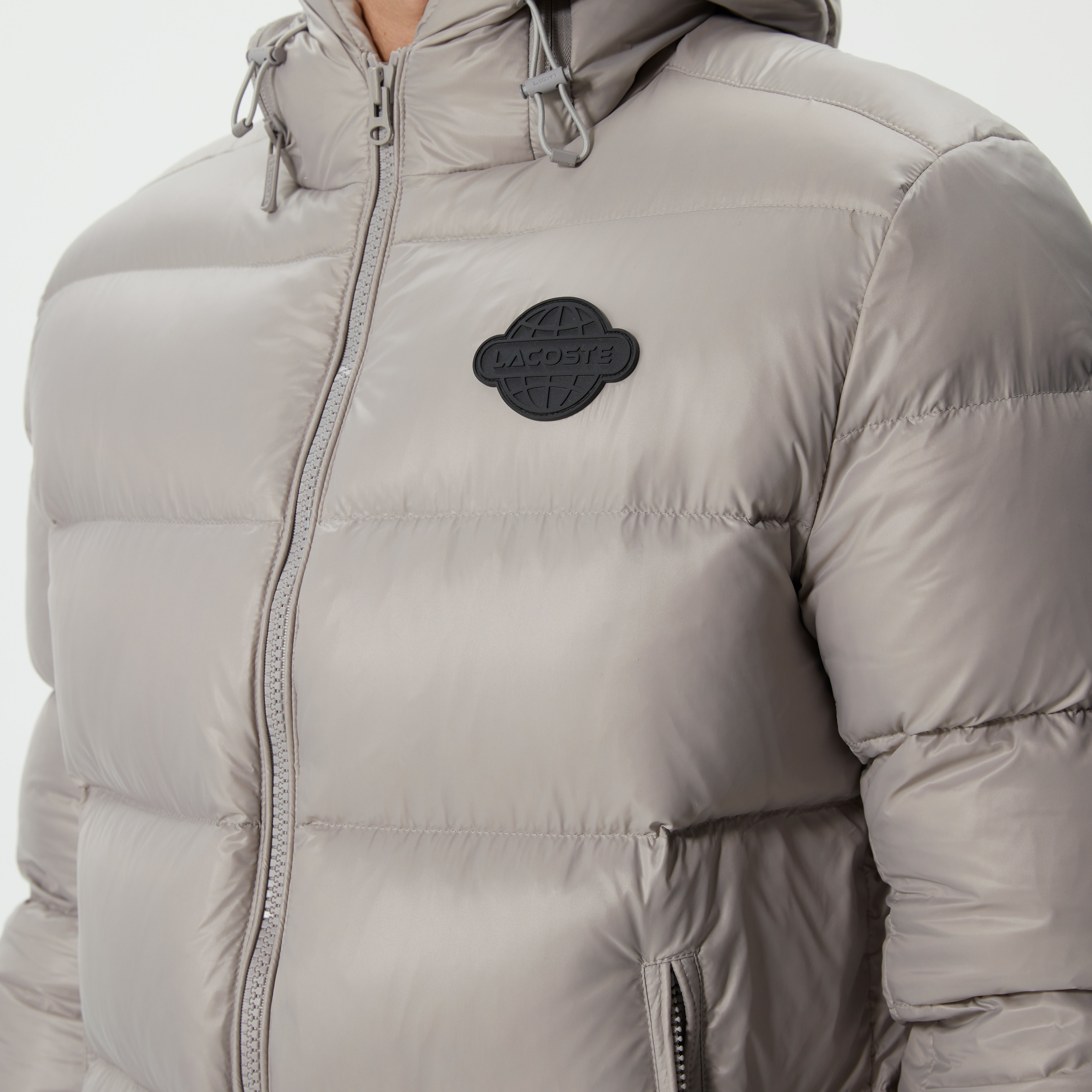 Erkek Kapüşonlu Kapitone Gri Mont