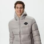 Erkek Kapüşonlu Kapitone Gri Mont