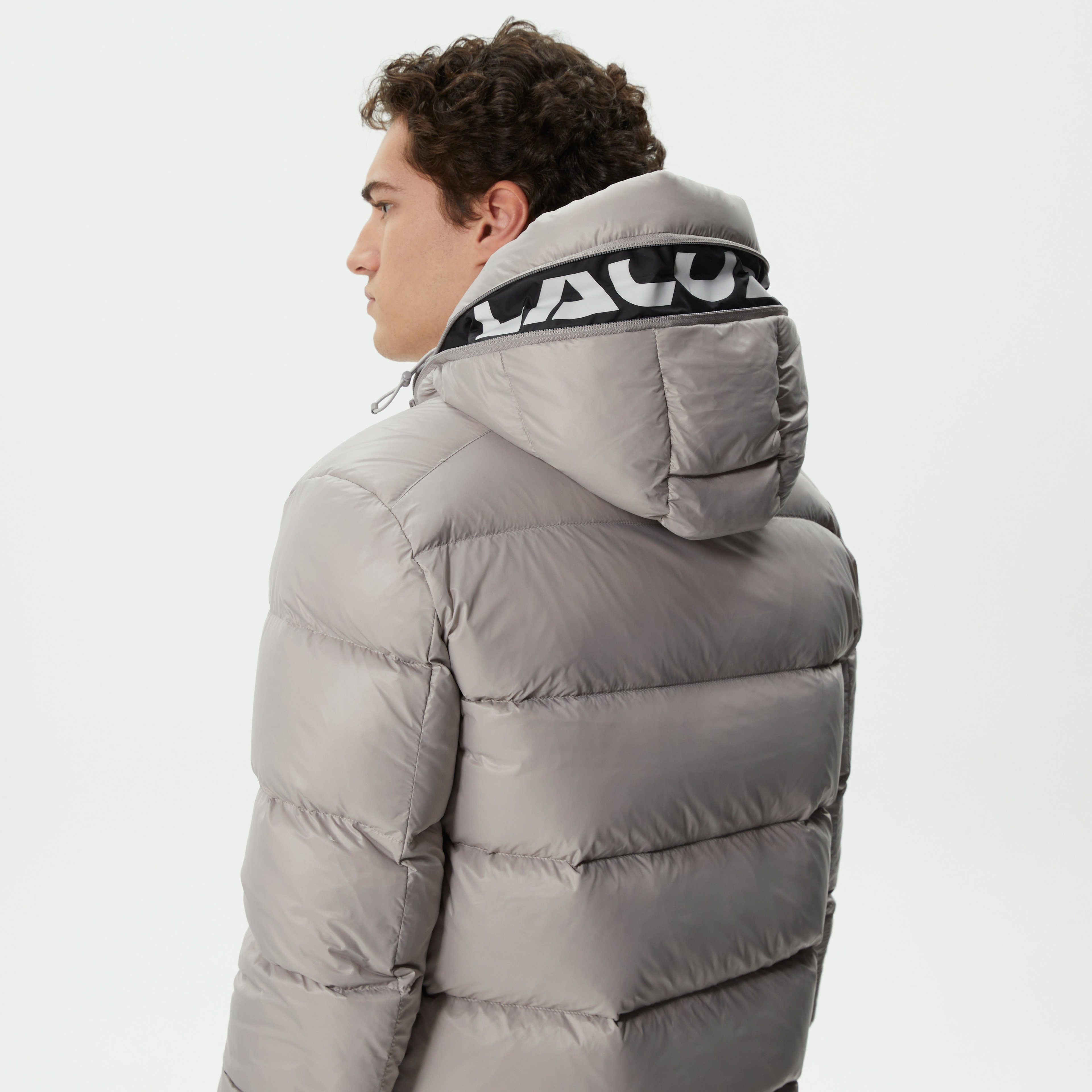 Erkek Kapüşonlu Kapitone Gri Mont