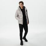 Erkek Kapüşonlu Kapitone Gri Mont