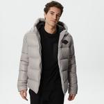 Erkek Kapüşonlu Kapitone Gri Mont
