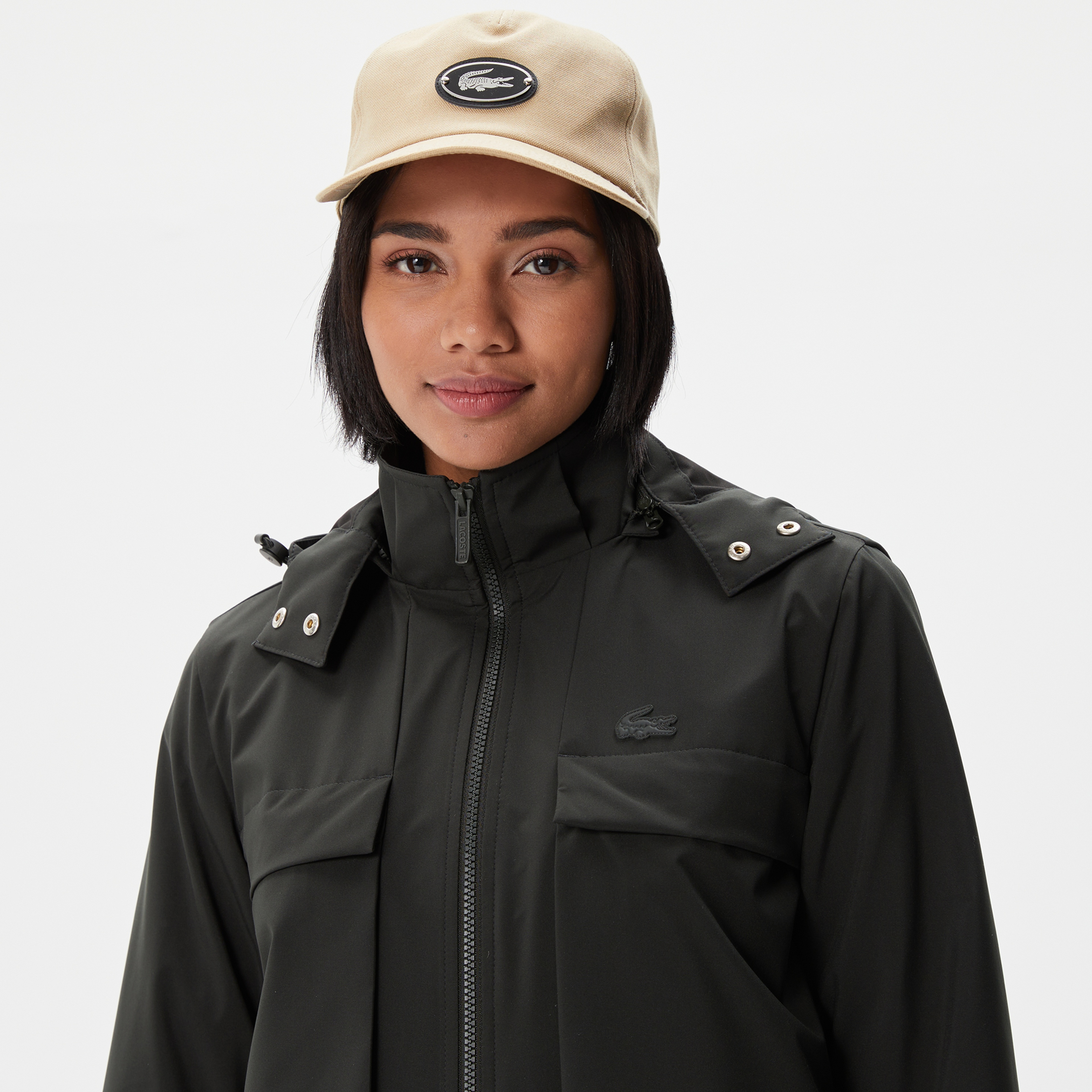 Kadın Kapüşonlu Haki Mont