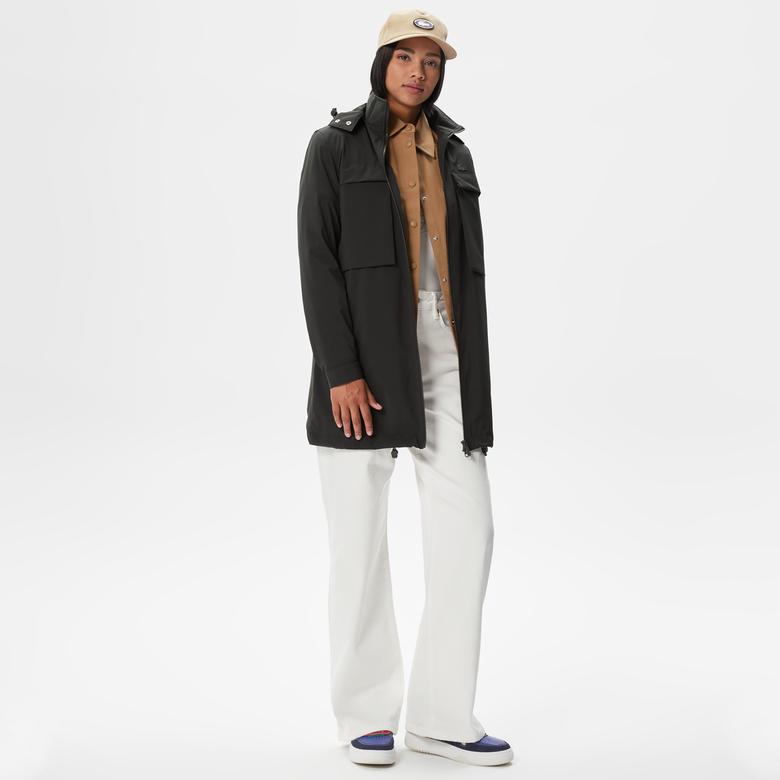 Kadın Kapüşonlu Haki Mont